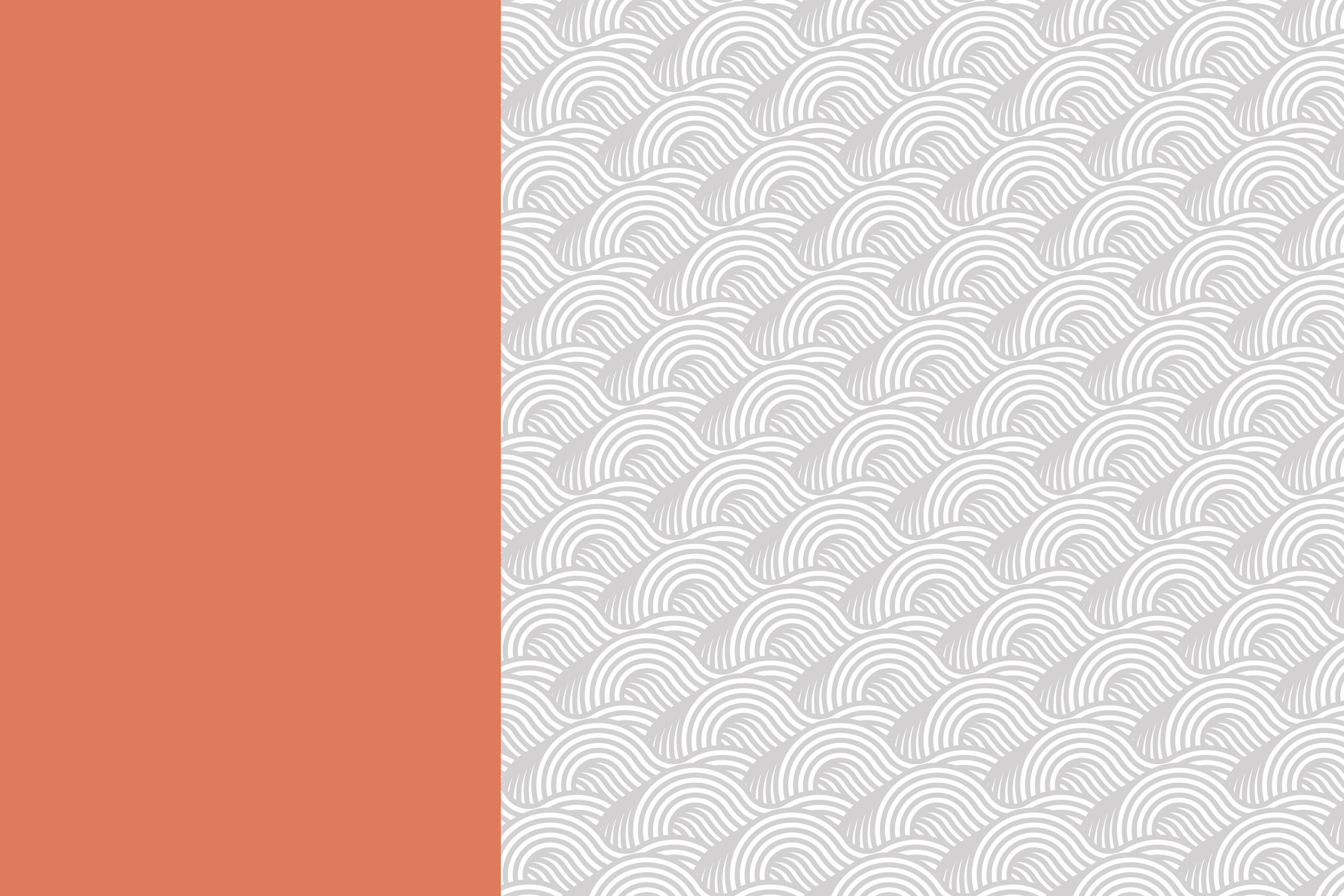 An image divided into two sections: the left strip is solid terracotta color, and the right section features a repetitive pattern of white wavy lines on a light gray background, creating a wave-like effect. This design showcases Millworks Web Design & Graphics' mastery in graphic design.