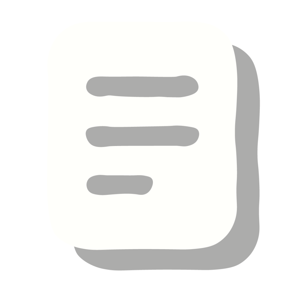 A simple white, rounded rectangle icon with three horizontal gray lines in the center, resembling a minimalist document or list—subtly evoking shirk trucking order forms—with a gray shadow cast to the right.