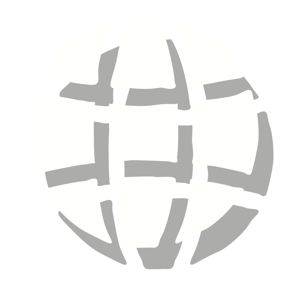 A simple, abstract illustration of a globe with white segmented shapes and gray shadow accents, suggesting continents and latitude lines on a light gray background—perfect for designing materials related to shirk trucking logistics.